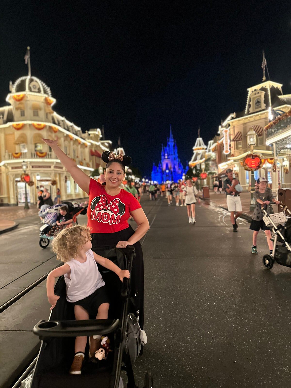 Amanda na Disney com o filho